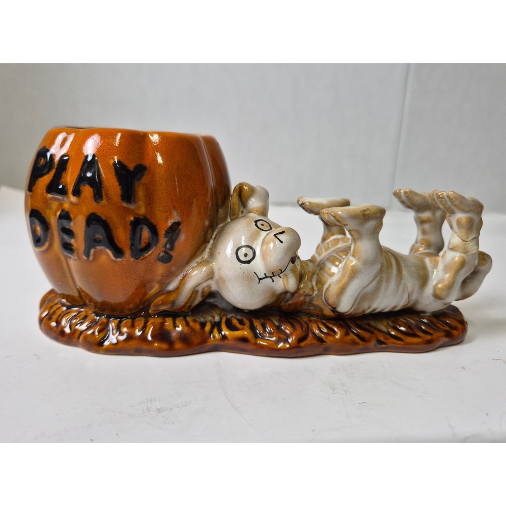 Yankee Candle Boney Bunch 2012 Play Dead Dog Skeleton Pumpkin Tea Light Holder